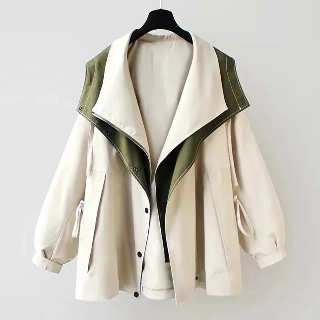 Women's Windproof Trench Jacket White Jacket