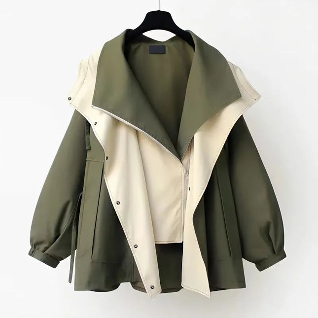 Women's Windproof Trench Jacket Green Jacket