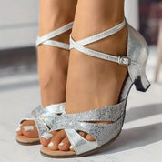Women’s Glitter Peep Toe Sandals Silver Sandals