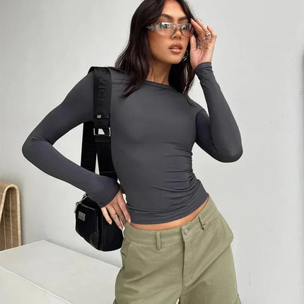 Lyra | Sleek Slim-Fit Casual Tee Gray Shirts & Tops
