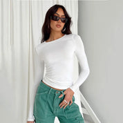 Lyra | Sleek Slim-Fit Casual Tee White Shirts & Tops