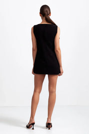 Claudia | Black Sleeveless Massive Ribbon Mini Dress Dress