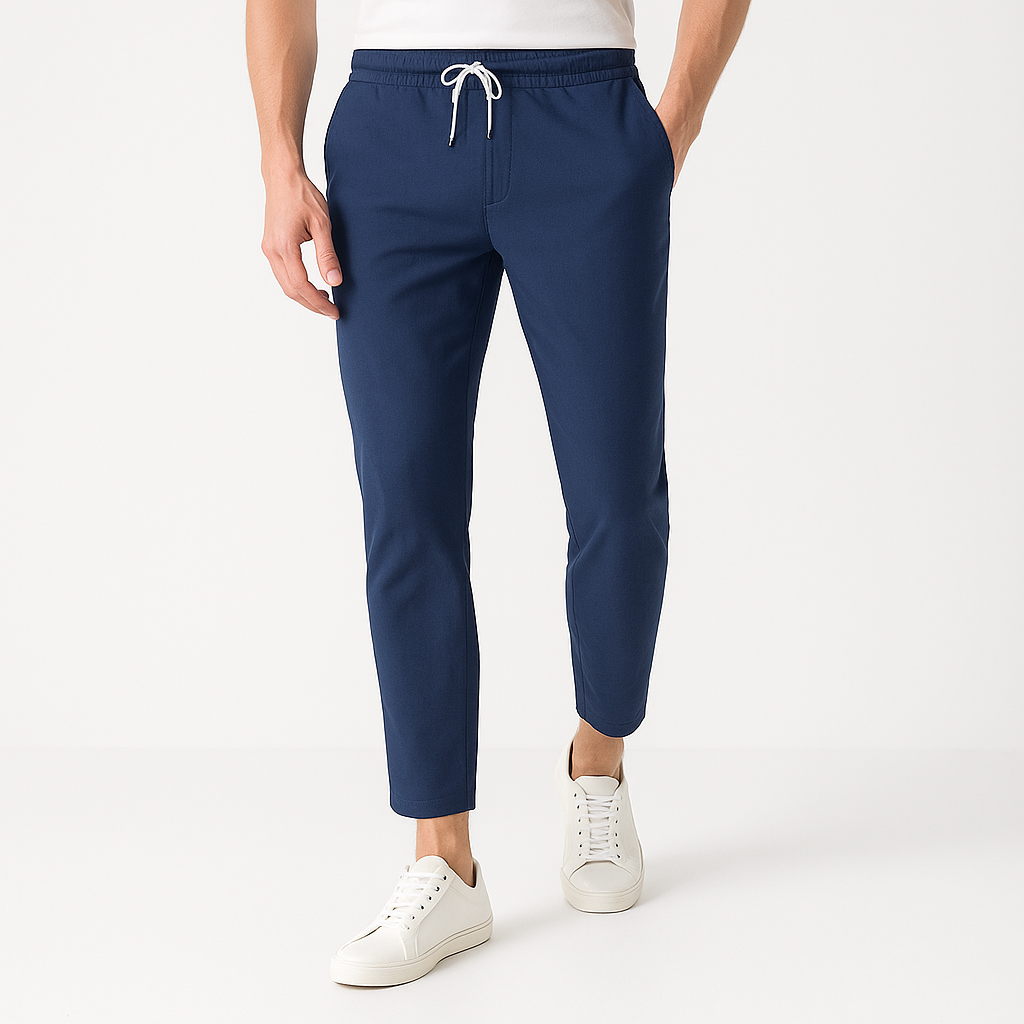 Monaco Cotton Linen Trousers Navy Blue