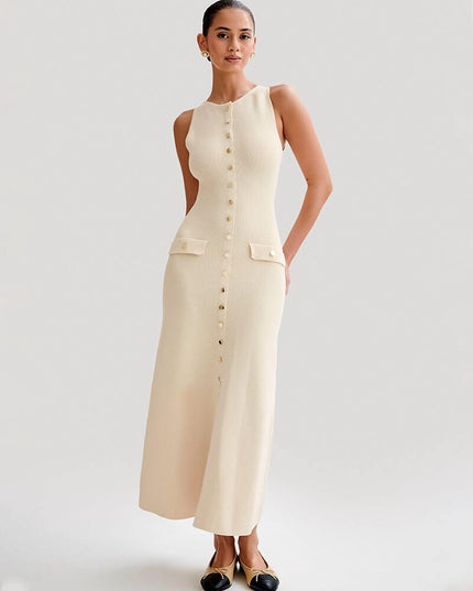 Ximena | Sleeveless Maxi Dress Beige Dresses