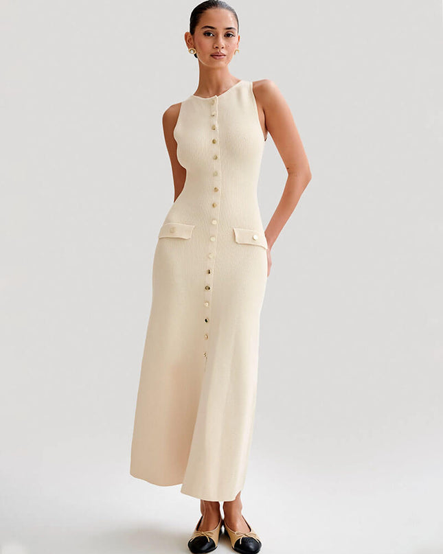 Ximena | Sleeveless Maxi Dress Beige Dresses