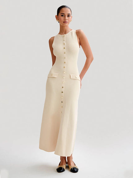 Ximena | Sleeveless Maxi Dress Beige Dresses