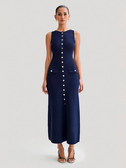 Ximena | Sleeveless Maxi Dress Navy Dresses