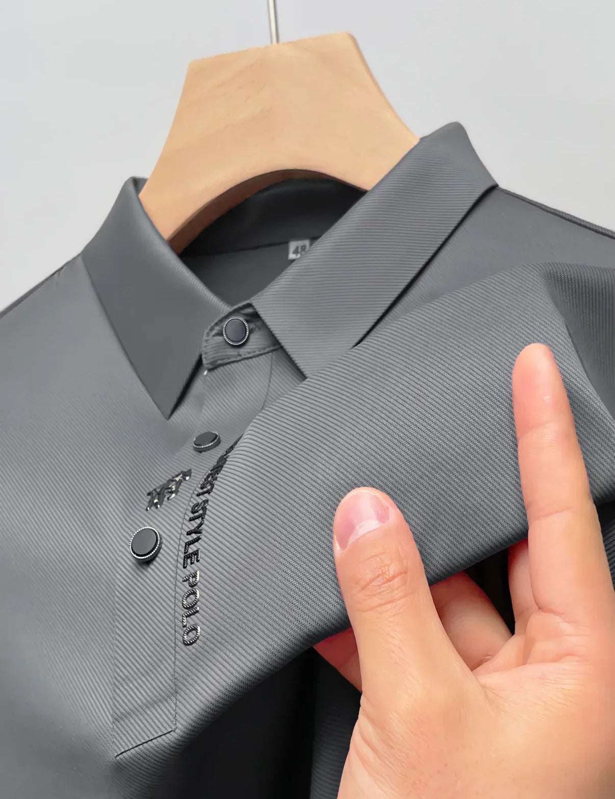 Men's Wrinkle-Free Polo Shirt Gray Polo Shirts