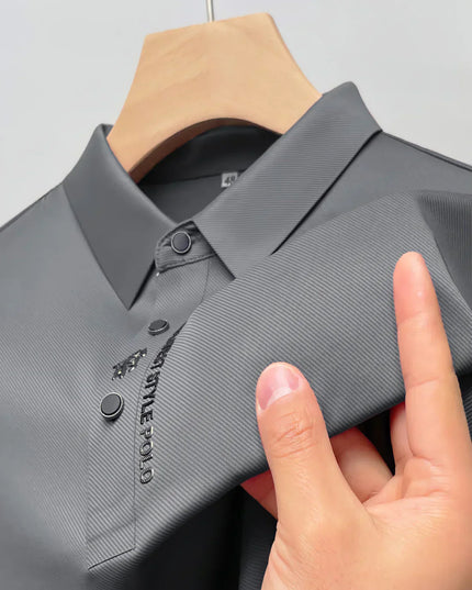 Men's Wrinkle-Free Polo Shirt Gray Polo Shirts