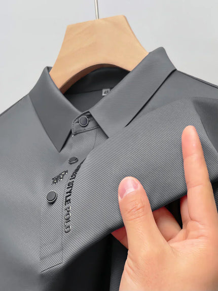 Men's Wrinkle-Free Polo Shirt Gray Polo Shirts