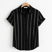 Castello Striped Linen Shirt Black Men Shirts
