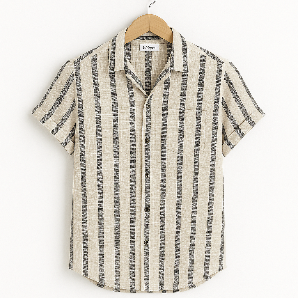 Castello Striped Linen Shirt White Men Shirts