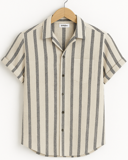 Castello Striped Linen Shirt White Men Shirts