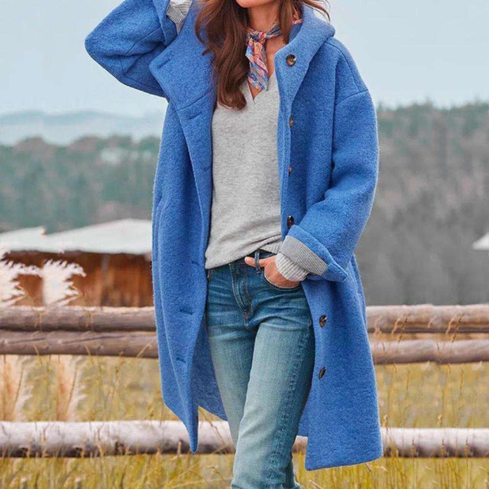 Charlotte - Women's Elegant Fall Coat Blue Coats