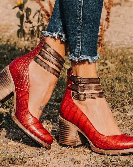 Elegant Belt Buckle Strap Mary Jane Shoes Red (limited edition) Shoes