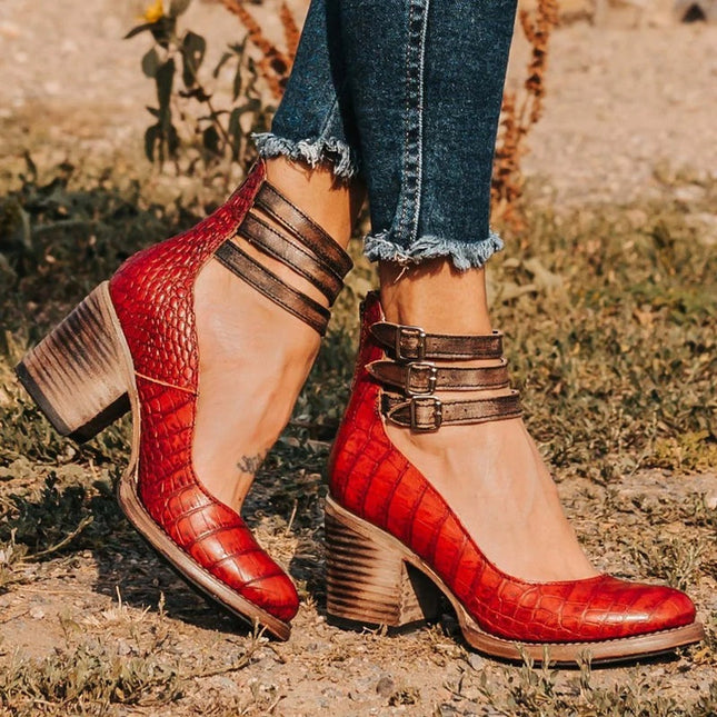 Elegant Belt Buckle Strap Mary Jane Shoes Red (limited edition) Shoes