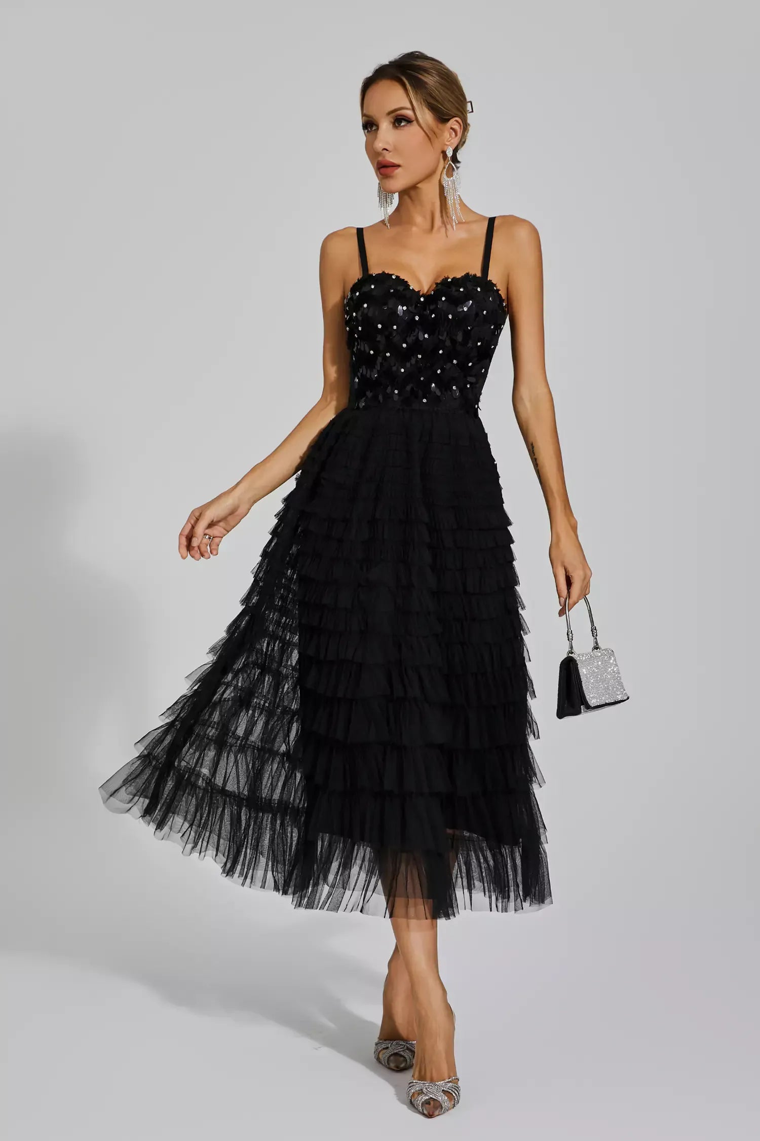 April™ | Black Sequins Slip Dress Dresses