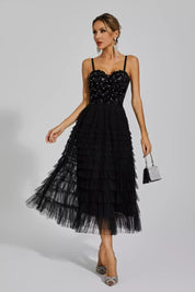 April™ | Black Sequins Slip Dress Dresses
