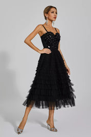 April™ | Black Sequins Slip Dress M Dresses