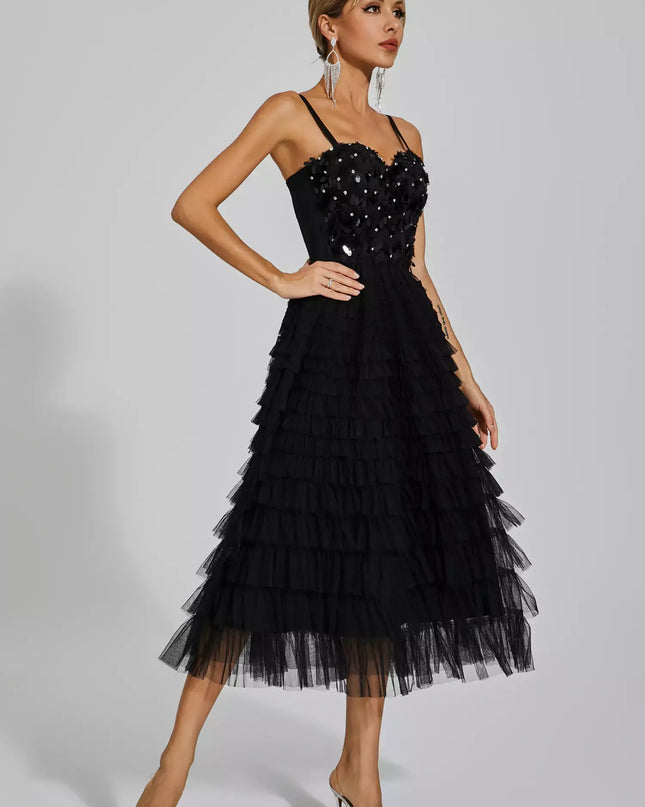 April™ | Black Sequins Slip Dress M Dresses