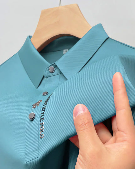 Men's Wrinkle-Free Polo Shirt Pale Blue Polo Shirts