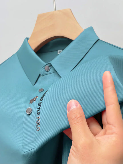 Men's Wrinkle-Free Polo Shirt Pale Blue Polo Shirts