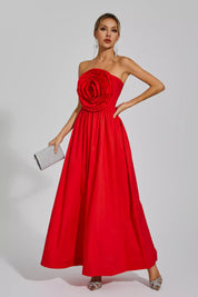 Mariah™ | Red Rose Flower Off Shoulder Dress XL Dresses
