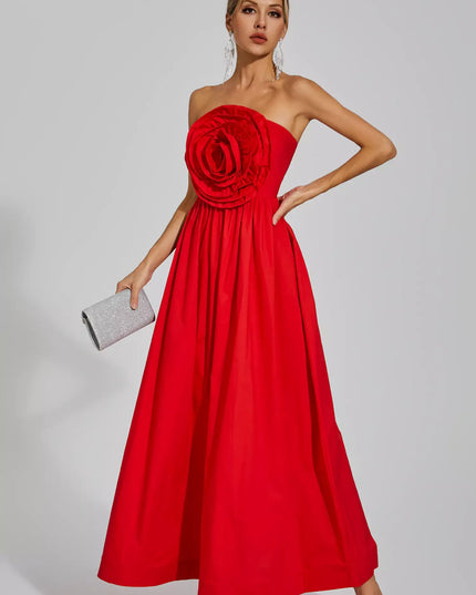 Mariah™ | Red Rose Flower Off Shoulder Dress XL Dresses