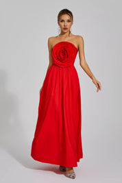 Mariah™ | Red Rose Flower Off Shoulder Dress Dresses