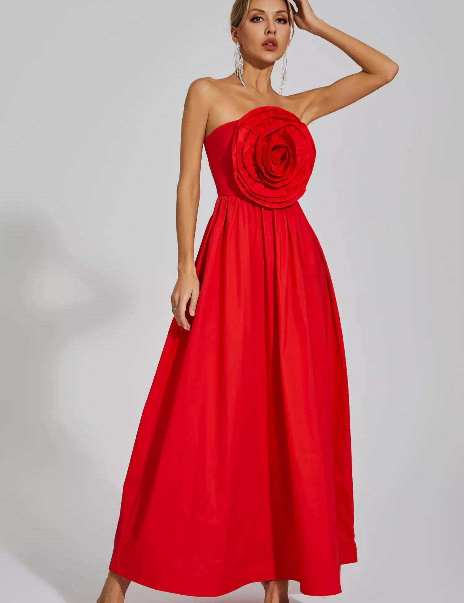 Mariah™ | Red Rose Flower Off Shoulder Dress Dresses