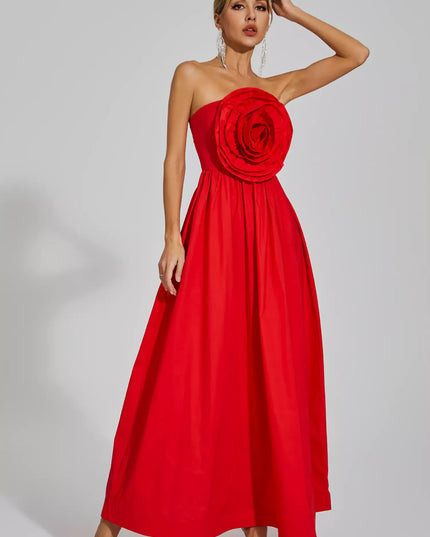 Mariah™ | Red Rose Flower Off Shoulder Dress Dresses