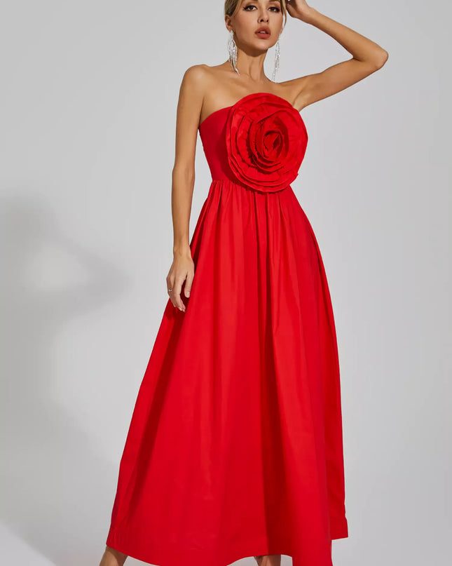 Mariah™ | Red Rose Flower Off Shoulder Dress Dresses