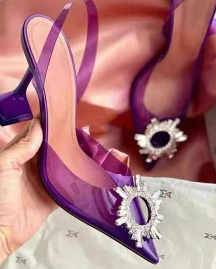 Comfortable Party Heeled Sandals Purple Shoes