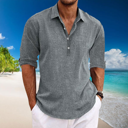 Tyler | Casual Linen Long Sleeve Shirt Grey (Almost Sold Out) Men's shirts