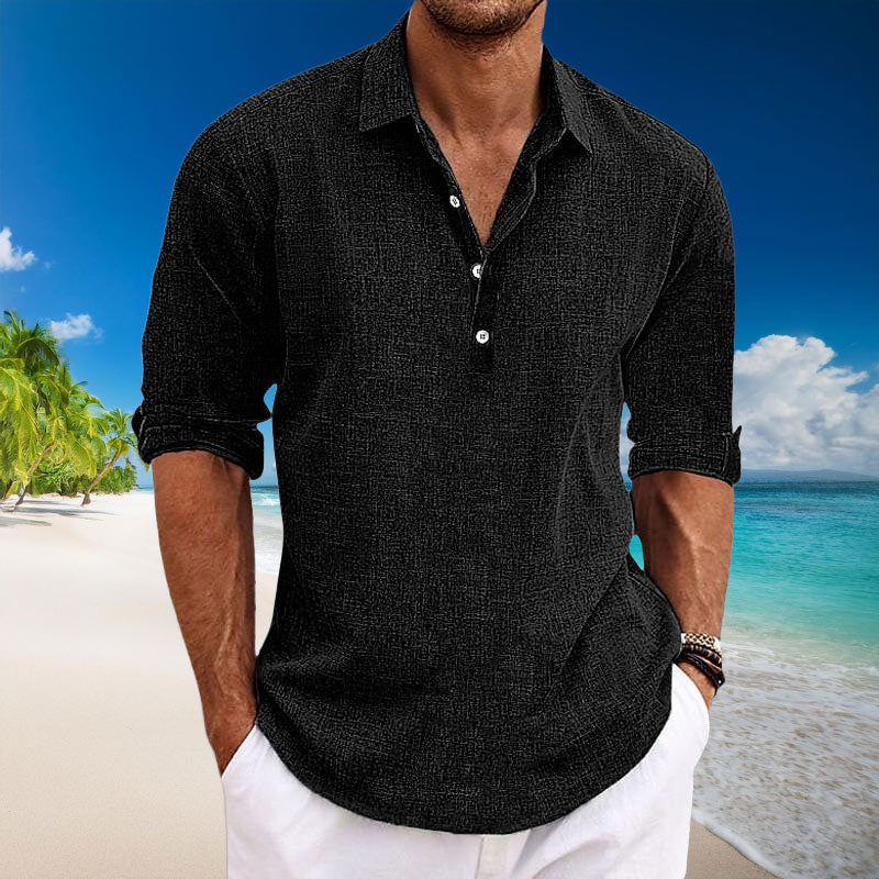 Tyler | Casual Linen Long Sleeve Shirt Black Men's shirts