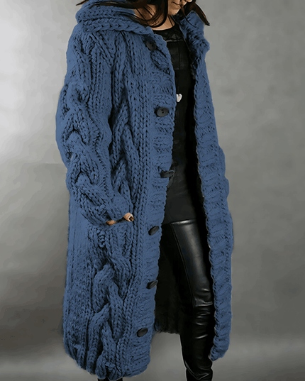 Plus Size Long Cardigan for Maximum Comfort and Warmth Blue Cardigans