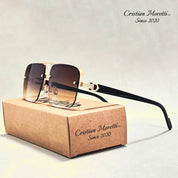 Alberto Lombardi™ Semi‑Rimless Sunglasses Gold Brown Sunglasses