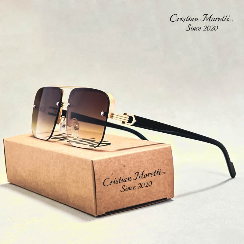 Alberto Lombardi™ Semi‑Rimless Sunglasses Gold Brown Sunglasses