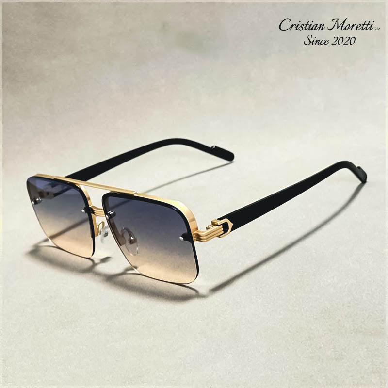 Alberto Lombardi™ Semi‑Rimless Sunglasses Gold Gray Sunglasses