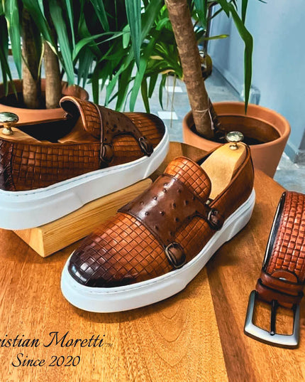 Fabio De Luca™ Premium Double Buckle Sneakers Brown Shoes