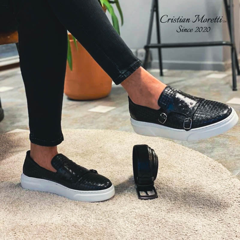 Fabio De Luca™ Premium Double Buckle Sneakers Black Shoes