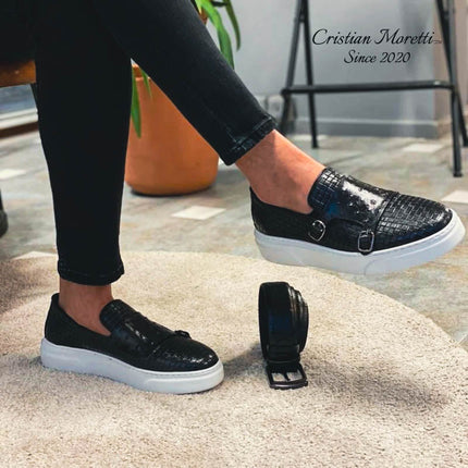 Fabio De Luca™ Premium Double Buckle Sneakers Black Shoes
