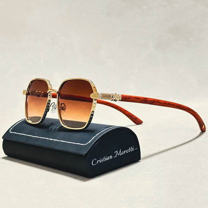 Giovanni™ Retro Wooden Sunglasses – UV400 Unisex Bamboo Frame Eyewear Gold Sunglasses