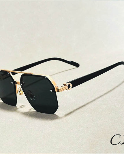 Jupiter Rimless Vintage Sunglasses – UV400 Semi-Rimless Unisex Eyewear Black Sunglasses