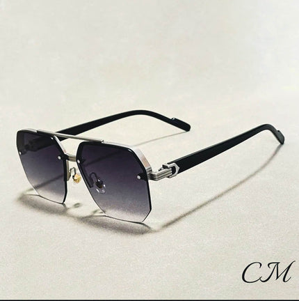 Jupiter Rimless Vintage Sunglasses – UV400 Semi-Rimless Unisex Eyewear Gray Sunglasses