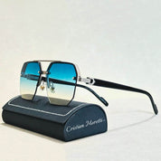 Jupiter Rimless Vintage Sunglasses – UV400 Semi-Rimless Unisex Eyewear Cyan Sunglasses
