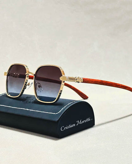 Giovanni™ Retro Wooden Sunglasses – UV400 Unisex Bamboo Frame Eyewear Gray Sunglasses