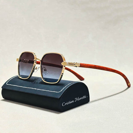 Giovanni™ Retro Wooden Sunglasses – UV400 Unisex Bamboo Frame Eyewear Gray Sunglasses