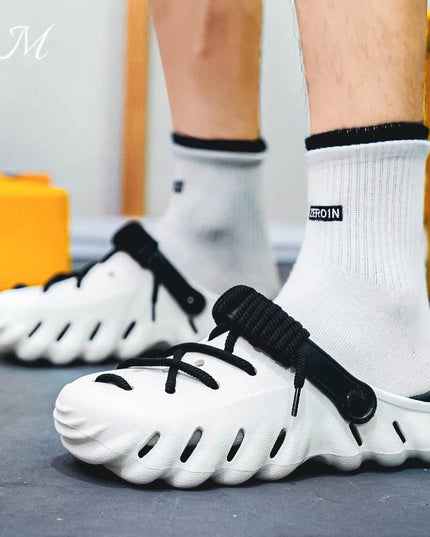 BreezeWalk Premium Crocs – Lightweight Comfort & All-Day Wear White Sandals