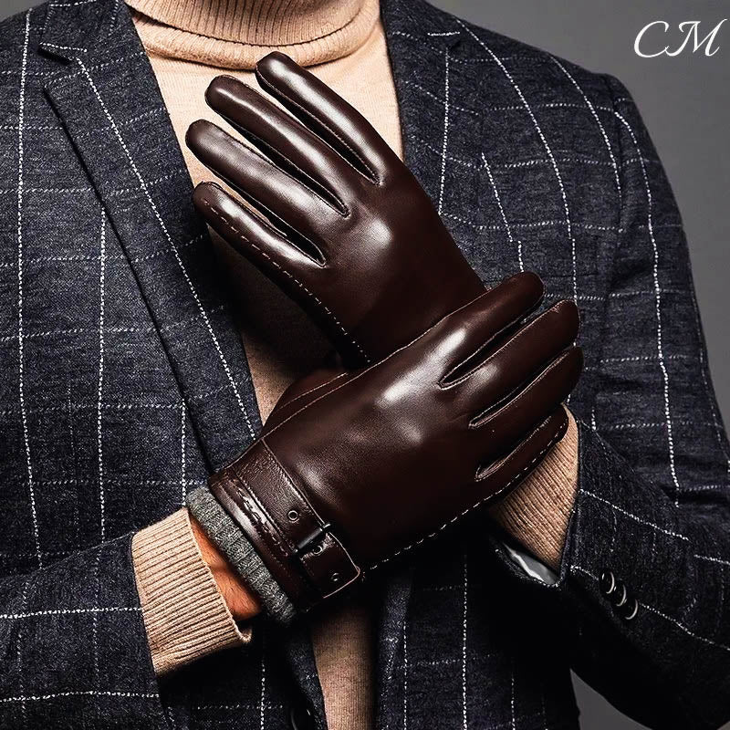 "Lucio" Genuine Leather Gloves Coffee Gloves
